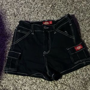 Black dickies shorts with white stitching